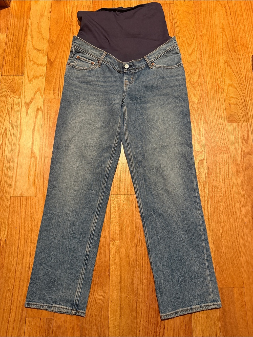 Abercrombie Maternity Light Blue 90s Straight Jeans Over-Belly Size 27/4 - Picture 3 of 16